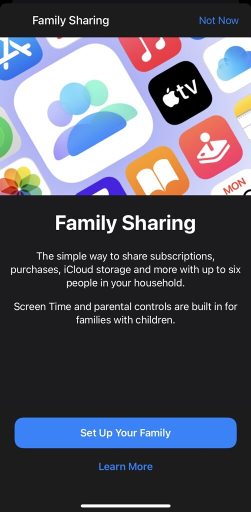 settings for family share step 2