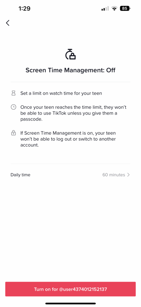 Tik Tok screen time management 
