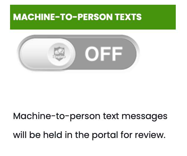 Portal Switch to allow or block M2P OTP SMS