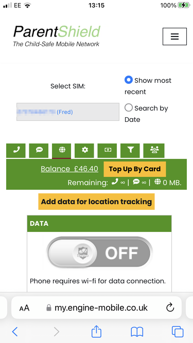 Data tab of Portal on iPhone